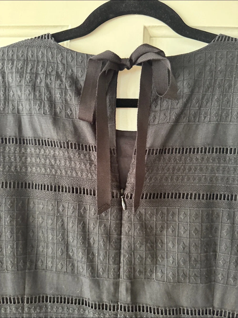 J. Crew Black Mini Shift Dress with Eyelet Detail